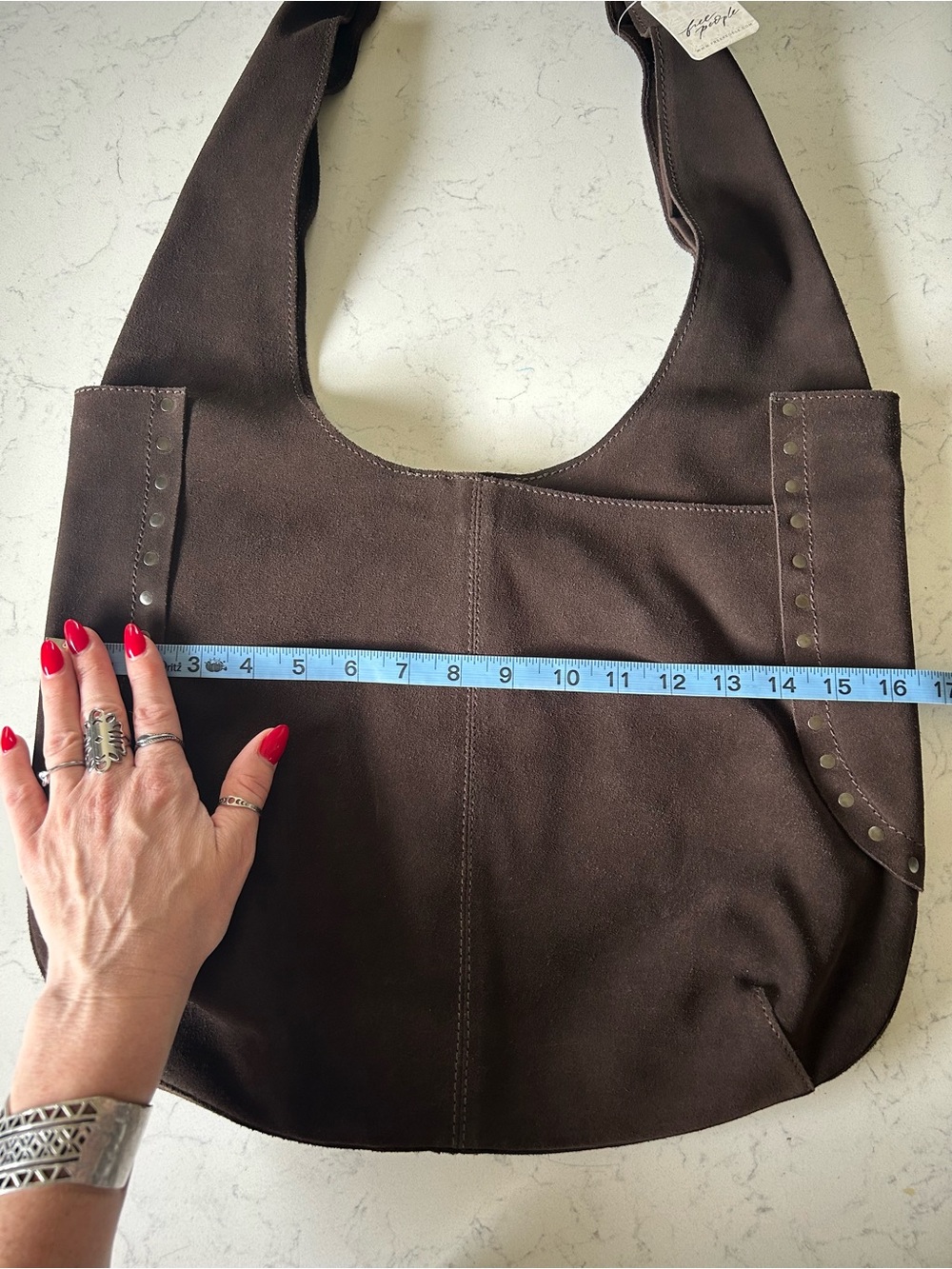 NWT Free People Rori Suede Tote Hobo Shoulder Bag in Espresso - Picture 10 of 16